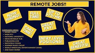 Work From Home |  Remote Jobs | Entry Level | Now Hiring | Up to $75 Per Hour!