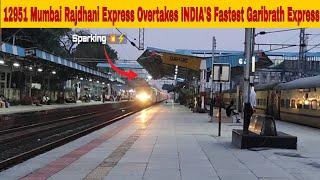 12952 Mumbai Rajdhani Express Overtake 12910 Bandra Terminus Garibrath Express at Full Speed 130Kmph