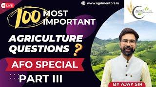 100 Most Important Agriculture Questions | IBPS AFO | Part III