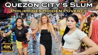 Philippines Hidden Poverty | Extreme Walk at Slum Narrow Alley in Quezon City [4K] 