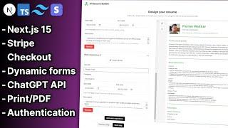 Build An AI Resume Builder SaaS Application (Next.js 15, Stripe Checkout, Hook Form, TypeScript)