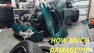 Damage report from Miata drag racing accident