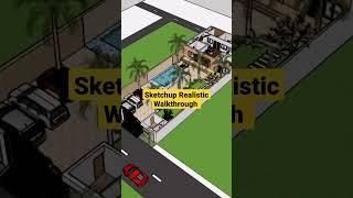 Sketchup Realistic Walkthrough| Sketchup Animation #viral #trending #shorts Sketchup scene tutorial