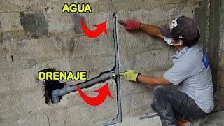 PARTE II - instalación de tubería de agua y desagüe para mesa de concreto para lavadero de cocina