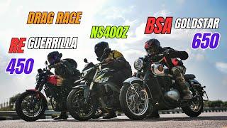 Bajaj Pulsar Ns400Z VS BSA Goldstar 650 vs Royal Enfield Guerrilla 450 Tripple Battle | KSC Vlogs