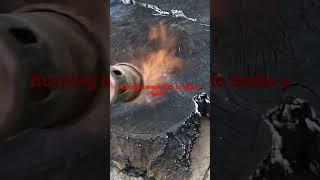 burning a maple slab to make a table