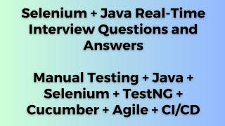 SDET - QA - SELENIUM + JAVA + TestNG + Cucumber  Automation Testing Interview Questions & Answers