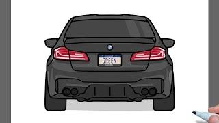 How to draw a BMW M5 F90 / drawing bmw m5f90 rear view