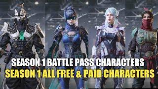 SEASON 1 2025 All Battle Pass Characters | Season 1 All Free & Paid Luckydraw Characters Codm 2025