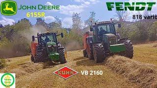 John Deere 6155R and Fendt 818 Vario Baling whit Khun VB 2160 | Team Cancellieri