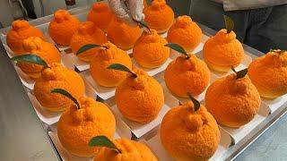 하루 20개 한정 판매! 진짜 한라봉 보다 더 진짜 같은 한라봉 무스케이크 Real orange shaped mousse cake making - Korean street food