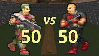 50 Zombiemen vs 50 Sergeants - Monster Infighting - Doom Retro Battles