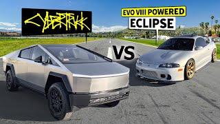 2024 Tesla Cybertruck vs AWD Mitsubishi Eclipse "GSX", Street-style No Prep Drag Race