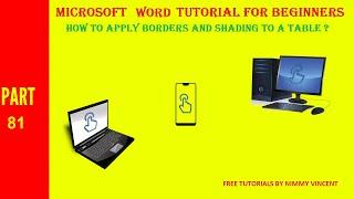 HOW TO APPLY BORDERS AND SHADING TO TABLE IN MS WORD