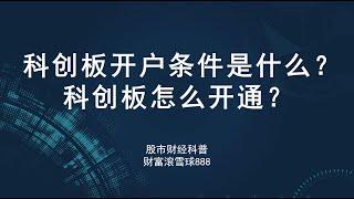 科创板开户条件是什么？科创板怎么开通？科创板股票开户条件？科创板股票怎么买？如何开通科创板？ -- 股市财经科普