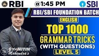 Top 1000 | Grammar Tricks | Level 5 | English | By Nitin Mahendras | SBI & RBI Foundation Class