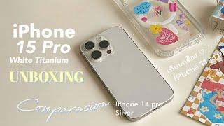 Unboxing the NEW iPhone  15 pro(White Titanium) AESTHETIC l Camera comparison + Accessories