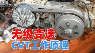 拆解摩托车发动机，几分钟就能看懂CVT无级变速的工作原理