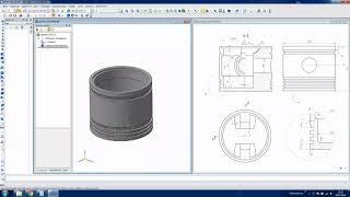 Компас-3D .Построение трёхмерной модели поршня автомобиля по чертежу.