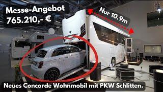 CMT 2023: Wohnmobil 2023 mit Auto-Garage. Concorde  Liner 1090GI mit PKW Schlitten. 2 MIN.REIN-RAUS.