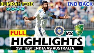 India Vs Australia 1st Test Match Day 1 Full Highlights 2024 | Ind Vs Aus