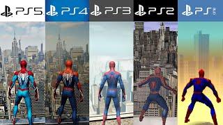 PS5 vs PS4 vs PS3 vs PS2 vs PS1 | SPIDER-MAN - Comparison of Generations and Graphics (4k 60fps)