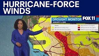 California Fires: 'Hurricane-force' winds to continue hitting Los Angeles County