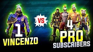 Vincenzo Vs pro Subscribers || Free fire solo vs squad intense   Highlights - Nonstop Gaming