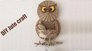 Amazing Jute owl bird craft - Awesome handmade jute craft idea 2020- Jute craft wall hanging basket