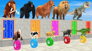 Cow Elephant Lion Gorilla Tiger T Rex Choose the RIGHT Door Animal ESCAPE ROOM CHALLENGE MYSTERY BOX