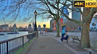 London Sunrise Walk in Jan 2022 ️Relaxing Walk from Embankment to St Paul's [4K HDR]