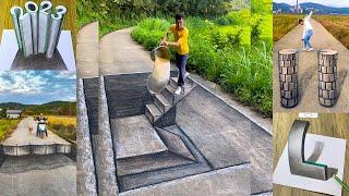 How to Paint 3D Art Work Drawing On The Road For Fun