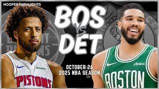 Boston Celtics vs Detroit Pistons Full Game Highlights | Oct 26 | 2025 NBA Season