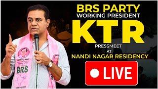 Live: BRS Working President KTR addressing the Media at Nandi nagar residence.