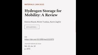 Hydrogen Storage for Mobility: A Review | RTCL.TV