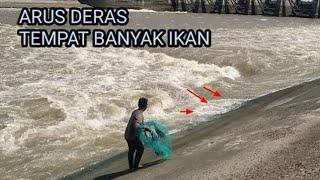 BERKAH ‼️ JALA IKAN DI PINTU AIR BENDUNG GERAK KERAJAAN IKAN