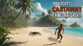 Surviving DAY 1 with LARGE Spiders on Project Castaway