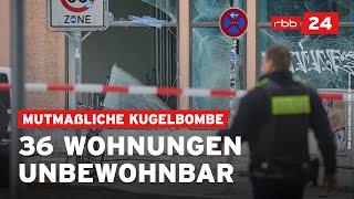 Schwere Schäden durch mutmaßliche Kugelbombe in Berlin-Schöneberg