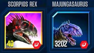 BATTLE STAGE SUPERSAURUS SCORPIOS REX VS MAJUNGASAURUS | JURASSIC WORLD THE GAME