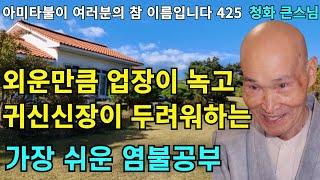 한번 외우면 외운만큼 업장이 녹고 귀신이나 신장들이 두려워하는 가장 쉬운 나무아미타불 염불공부 |청화스님 법문