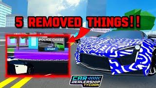 5 THINGS THAT GOT REMOVED FROM Car Dealership tycoon PT.1!! | Mird CDT