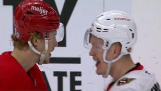 Brady Tkachuk Drops  Gloves  With Simon Edvinsson