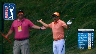 Rickie Fowler nearly aces a par-4 at Travelers