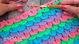 How to Crochet Crocodile Stitch - Good for Mermaid Blanket and Dragon Scales