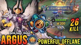 26 Kills!! Powerful Offlaner Argus Carry The Game!! - Build Top 1 Global Argus ~ MLBB