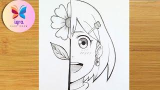 Cute Anime Girl | How to Draw A Cute Anime Girl Step-by-Step | Pencil Sketch Drawing | Anime Drawing