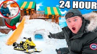 24 Hour Overnight MASSIVE Snow Fort Survival Challenge! (-20)