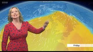 Female TV Weather Presenter Carol Kirkwood on BBC Weather