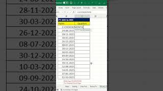 Get Quarter from dates in excel