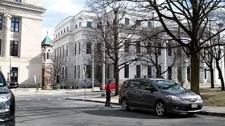 Walk around Albany city hall and court, New York, America. 04-2018.